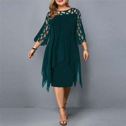 Damen Midi-Kleid In Übergröße mit Spitze – Elegant & Bequem 6