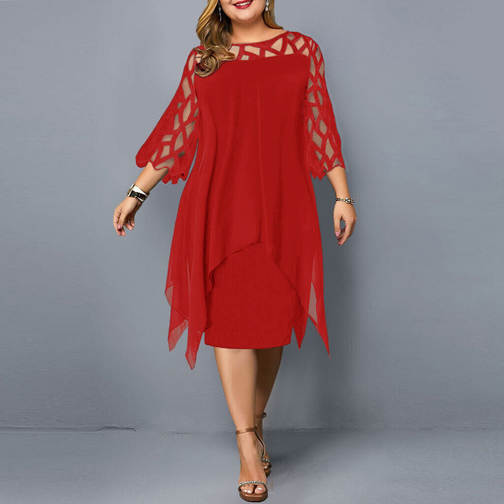 Damen Midi-Kleid In Übergröße mit Spitze – Elegant & Bequem 7