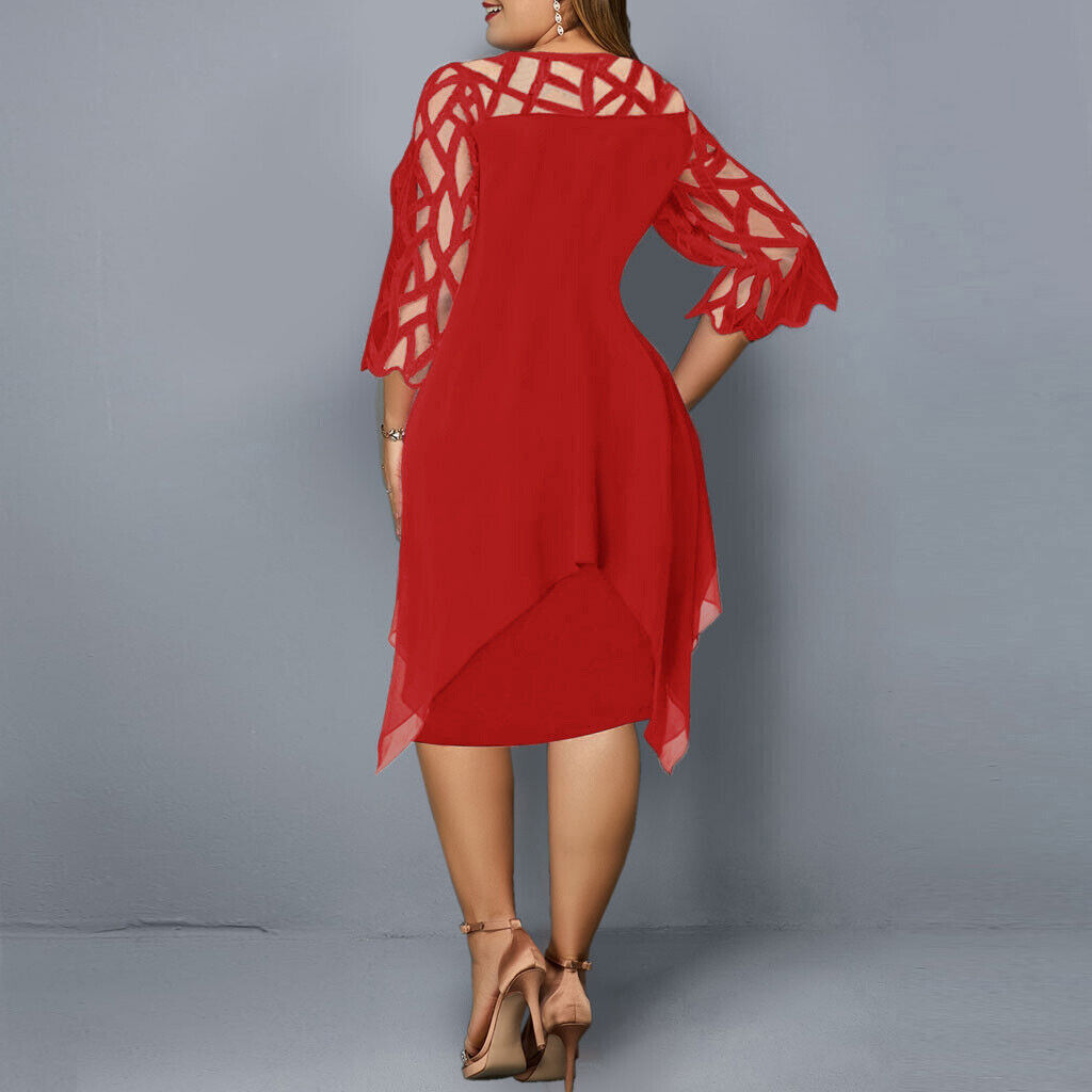 Damen Midi-Kleid In Übergröße mit Spitze – Elegant & Bequem 8