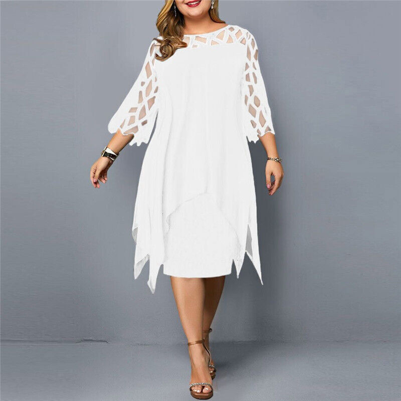 Damen Midi-Kleid In Übergröße mit Spitze – Elegant & Bequem 9