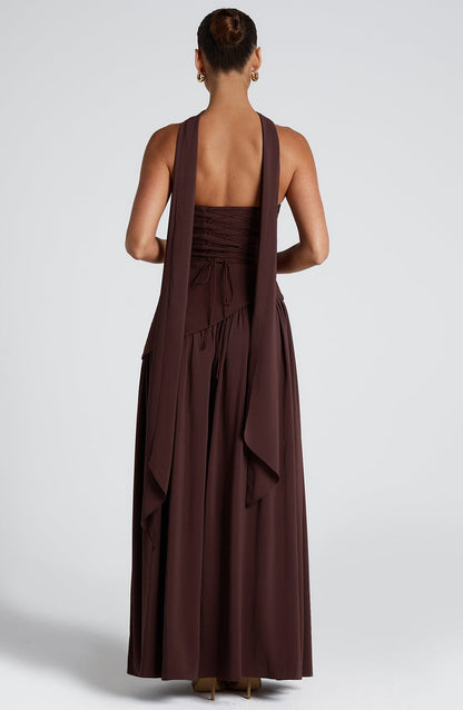 Damen Trägerloses Maxi-Abendkleid – Asymmetrische Taille, Korsett & Hoher Schlitz 6