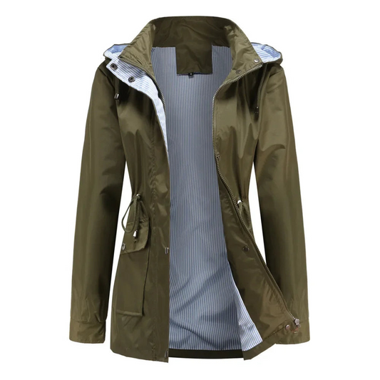 Damen Trenchcoat Wasserabweisend Mit Abnehmbarer Kapuze | Langer Schnitt 0