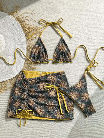 Damen Triangel-Bikini-Set mit rüschenfreien Details und Wickelrock Echo Archiv 8