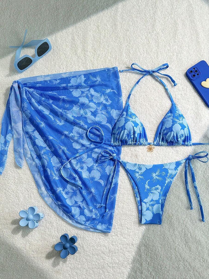 Damen Triangel-Bikini-Set mit verstellbaren Trägern und Wickeltuch Echo Archiv 11