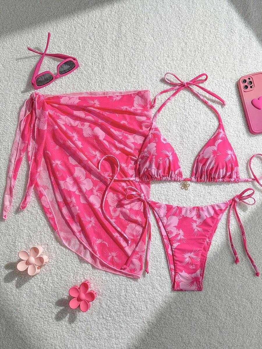 Damen Triangel-Bikini-Set mit verstellbaren Trägern und Wickeltuch Echo Archiv 6