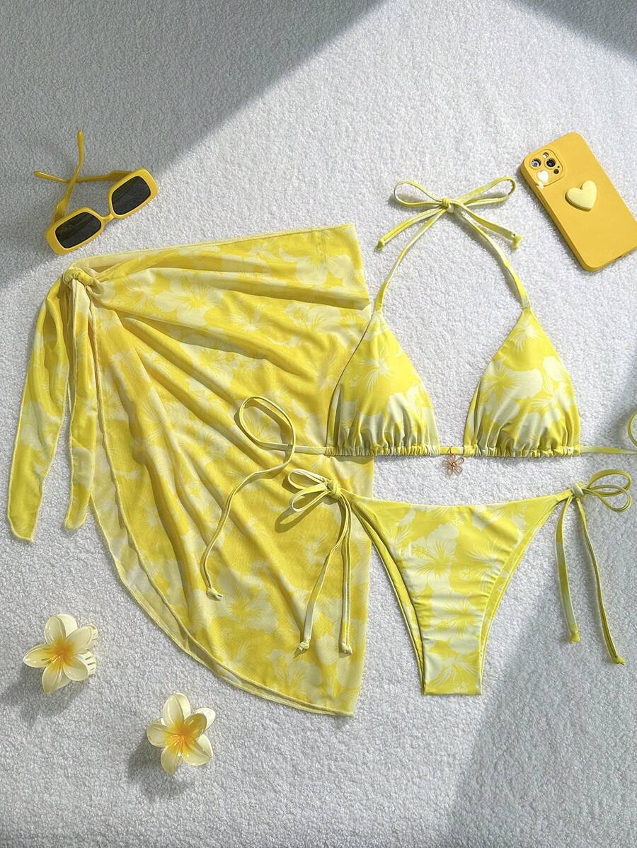 Damen Triangel-Bikini-Set mit verstellbaren Trägern und Wickeltuch Echo Archiv 7