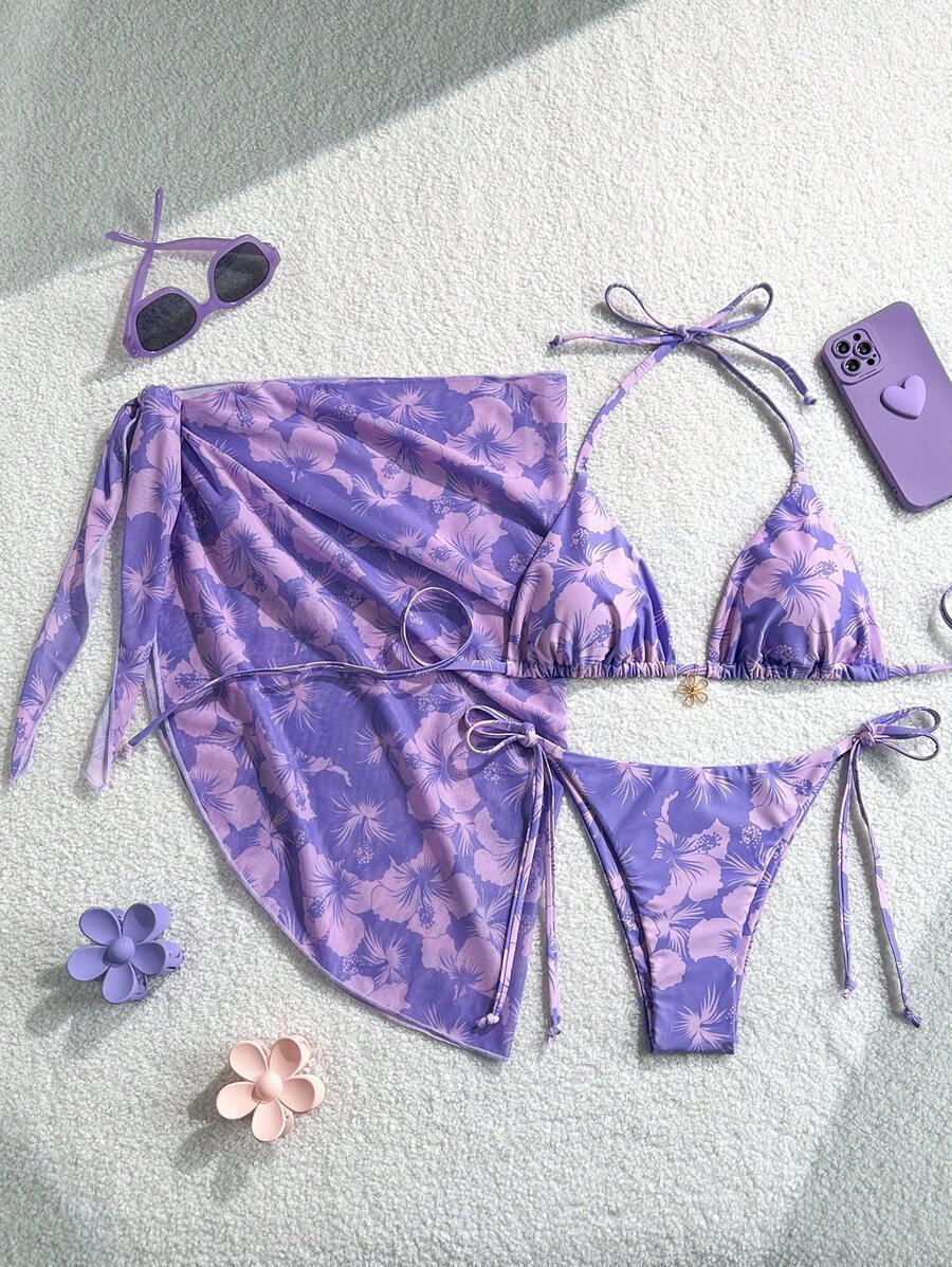 Damen Triangel-Bikini-Set mit verstellbaren Trägern und Wickeltuch Echo Archiv 8