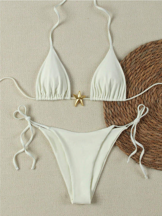 Damen Triangel-Bikini-Set mit verstellbaren Trägern und dekorativem Schmuckelement Echo Archiv 0