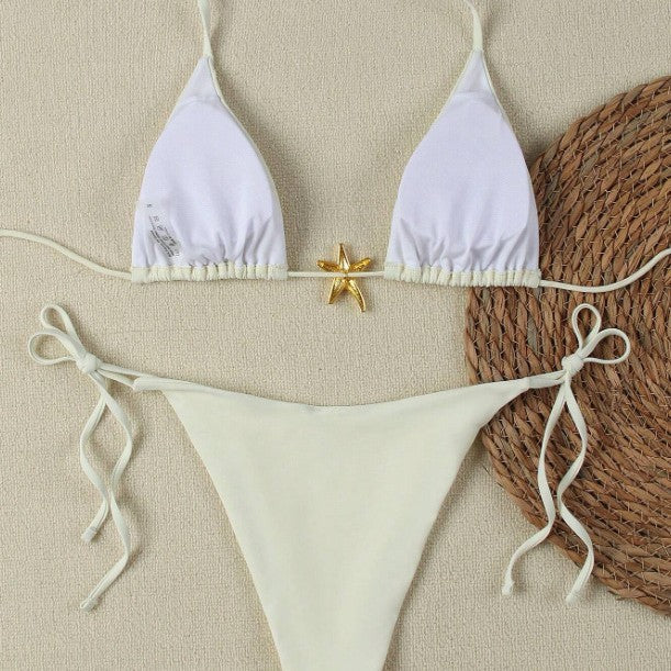 Damen Triangel-Bikini-Set mit verstellbaren Trägern und dekorativem Schmuckelement Echo Archiv 3