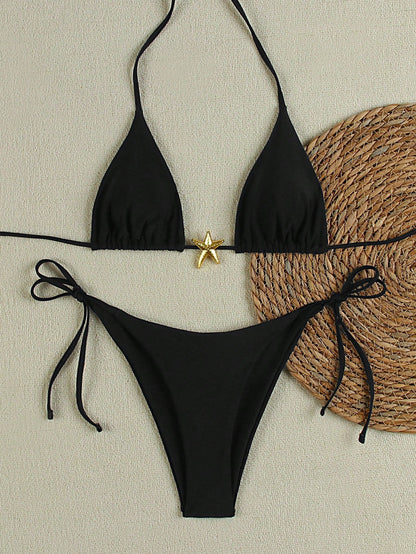 Damen Triangel-Bikini-Set mit verstellbaren Trägern und dekorativem Schmuckelement Echo Archiv 6