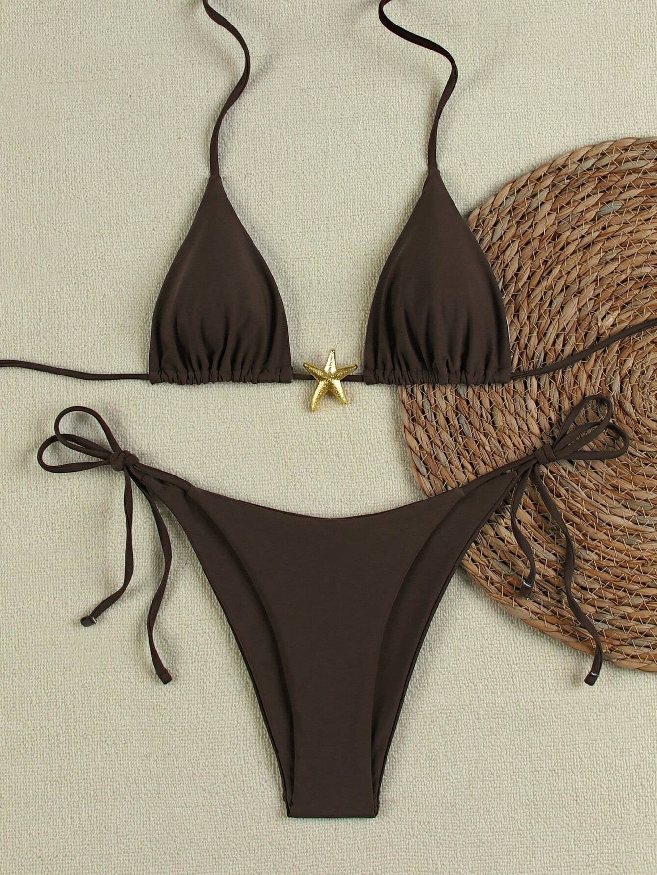 Damen Triangel-Bikini-Set mit verstellbaren Trägern und dekorativem Schmuckelement Echo Archiv 7