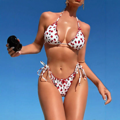 Damen Triangel-Bikini mit verspieltem Kirschmuster Echo Archiv 1