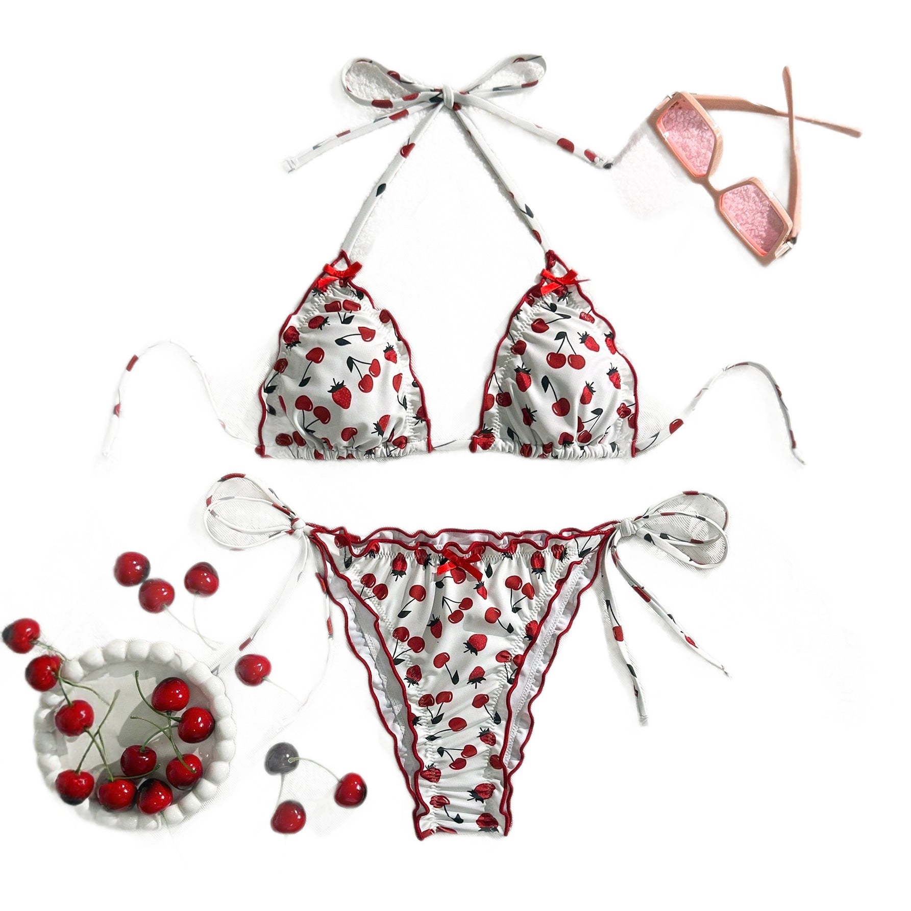Damen Triangel-Bikini mit verspieltem Kirschmuster Echo Archiv 5