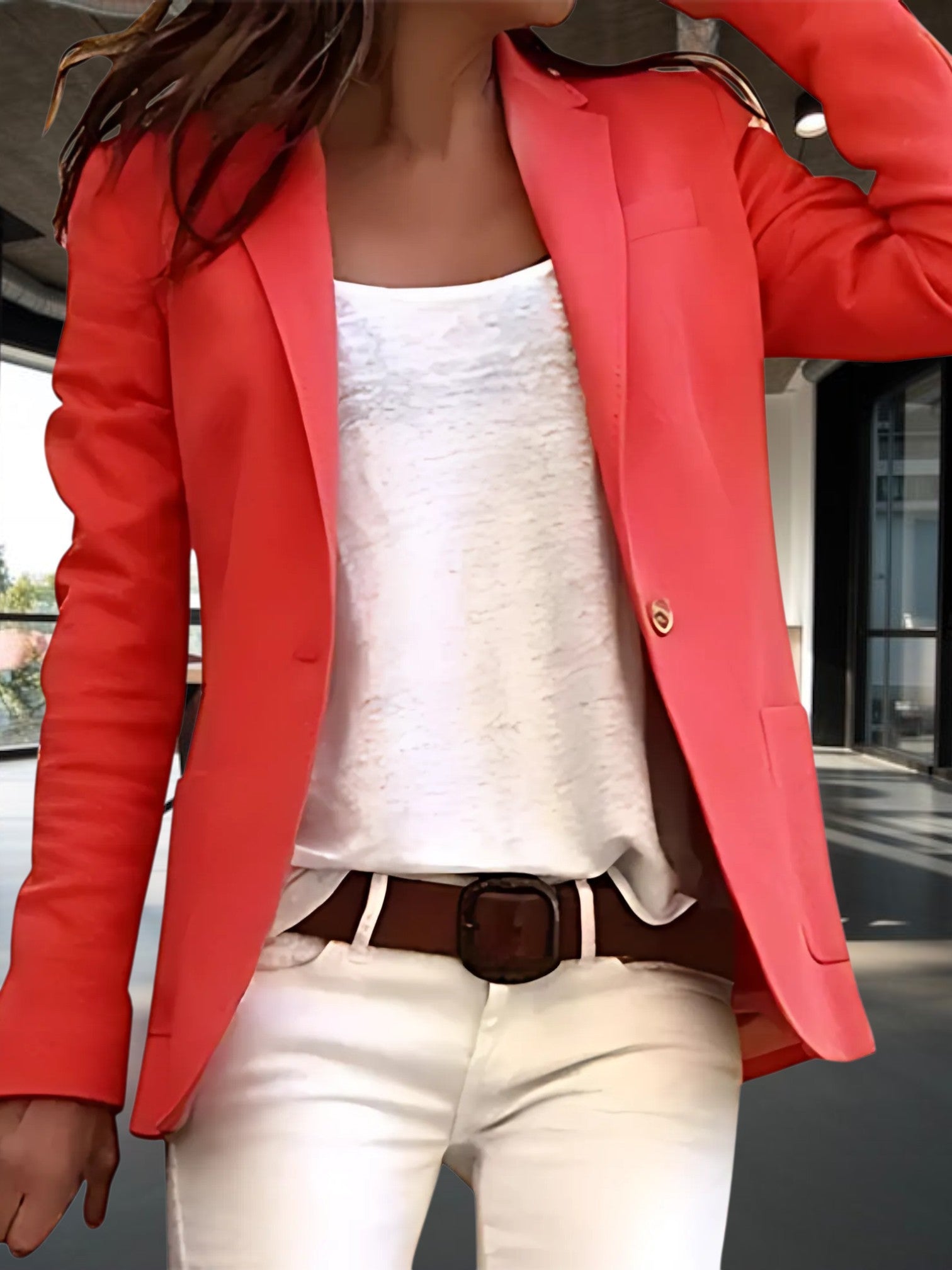 Damen maßgeschneiderter Fit Blazer mit einzelnen Taste Frontschließung