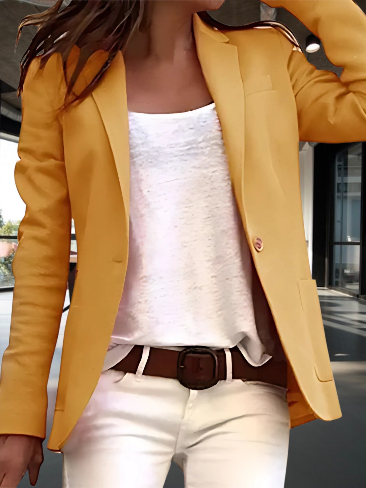 Damen maßgeschneiderter Fit Blazer mit einzelnen Taste Frontschließung