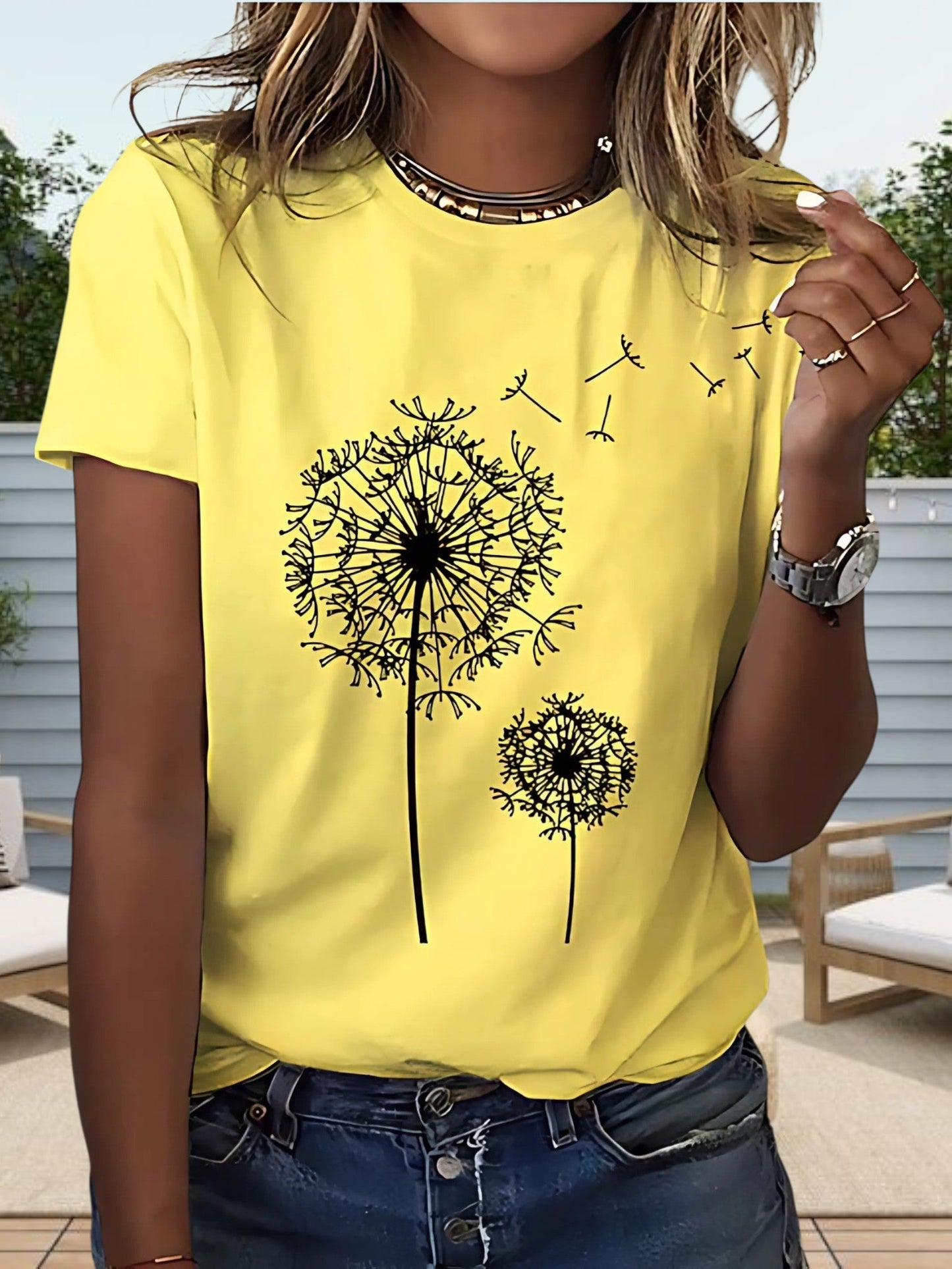 Das Sommer-Sommer-T-Shirt für Frauen in weicher Baumwolle mit runden Ausschnitt und kurzen Ärmeln 2