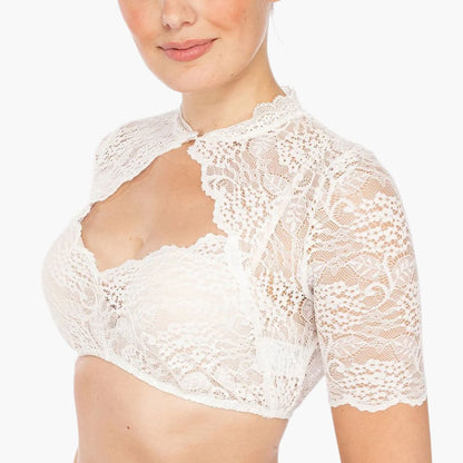 Dirndl Bluse Spitze für Frauen | Hochgeschlossen, Kurze Ärmel | Festlich 1