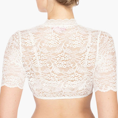 Dirndl Bluse Spitze für Frauen | Hochgeschlossen, Kurze Ärmel | Festlich 2