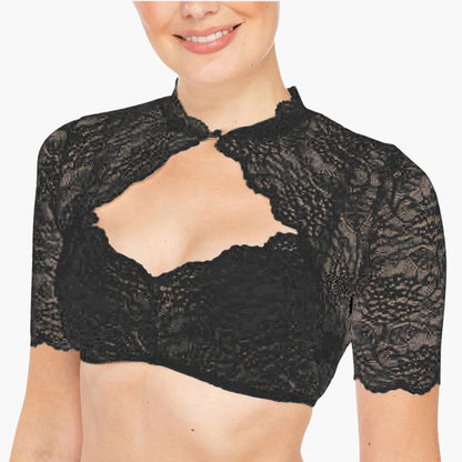 Dirndl Bluse Spitze für Frauen | Hochgeschlossen, Kurze Ärmel | Festlich 5