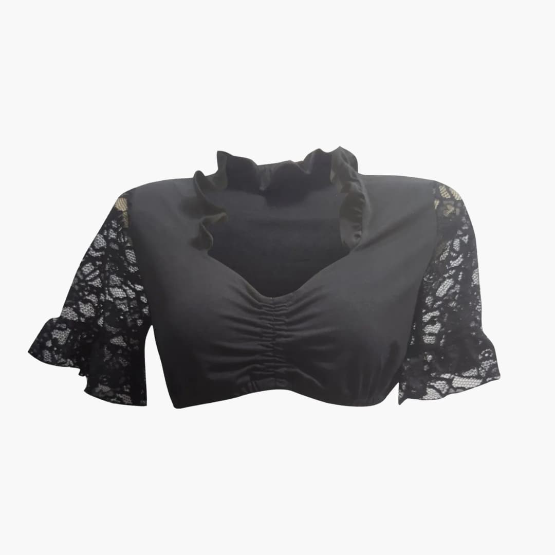 Dirndl Bluse für Frauen, Halblang, Spitzenärmel | Traditionell 2