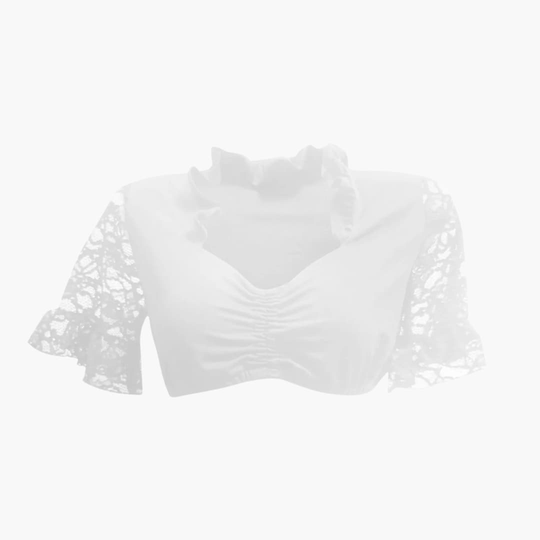 Dirndl Bluse für Frauen, Halblang, Spitzenärmel | Traditionell 3
