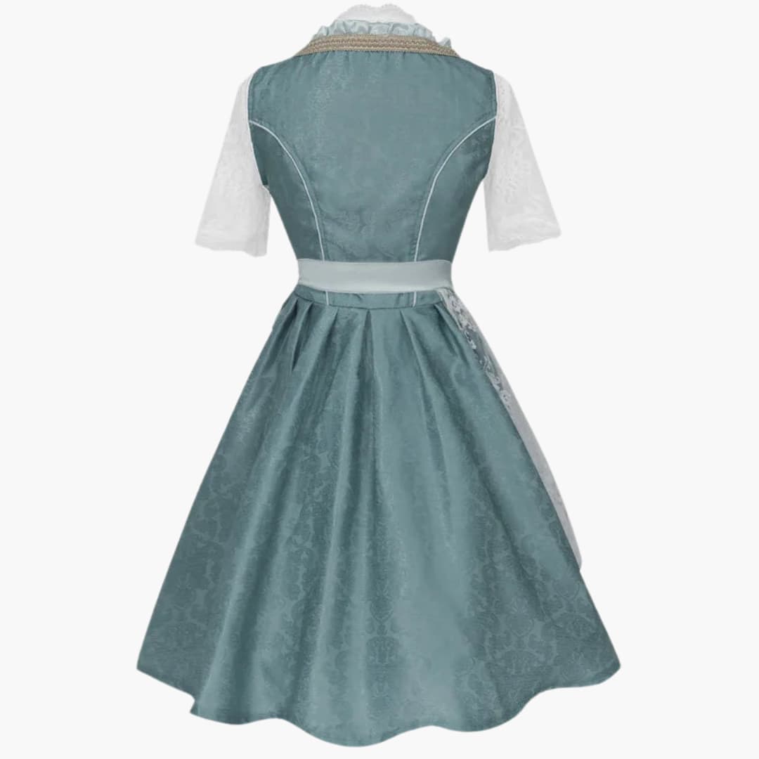 Dirndl Kleid Damen, Knielang, Schnürfront, Gestickte Schürze | Elegante Passform 2