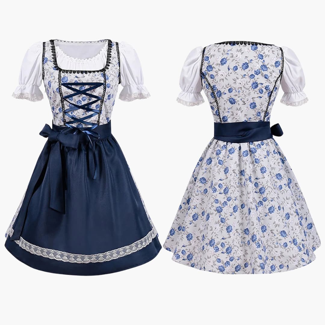 Dirndl Kleid Damen, Schnürmieder, Blumenmuster | Festlich 2