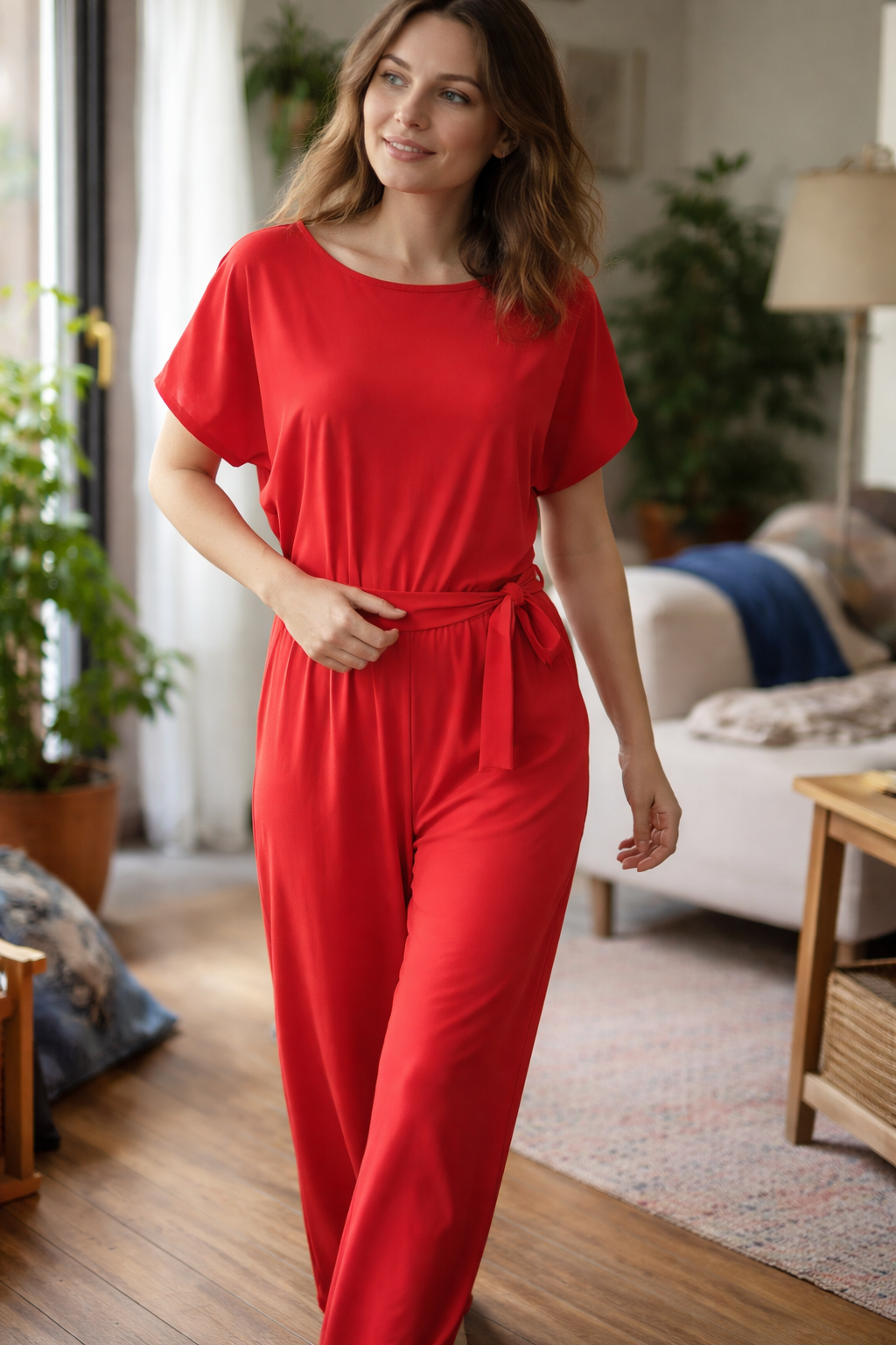 Jumpsuit Damen | Lässig-Eleganter Kurzarm mit Taillenbindung