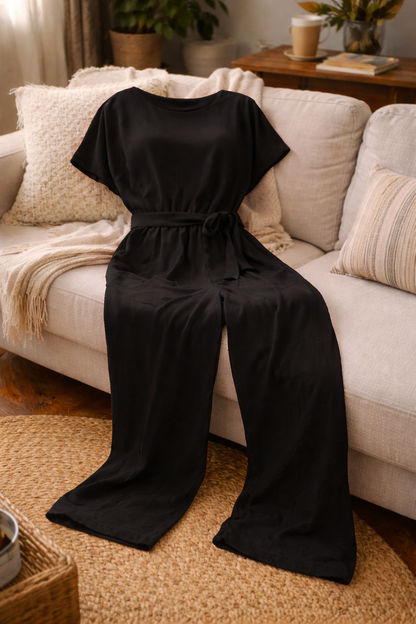 Jumpsuit Damen | Lässig-Eleganter Kurzarm mit Taillenbindung