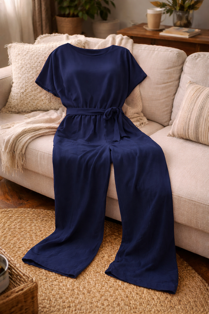 Jumpsuit Damen | Lässig-Eleganter Kurzarm mit Taillenbindung