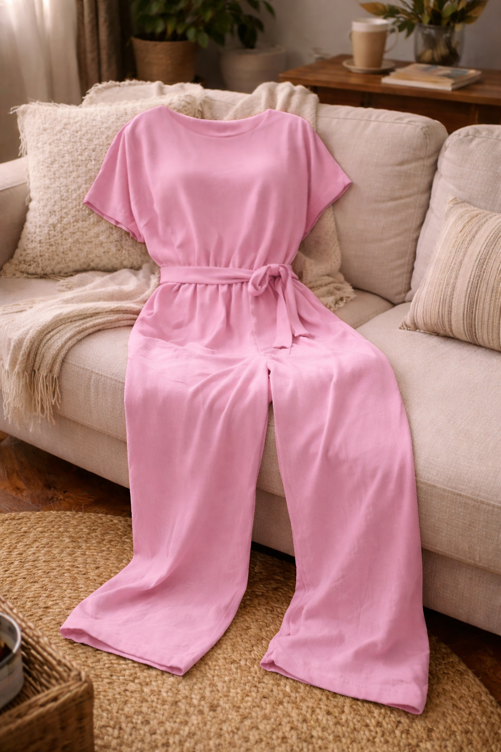 Jumpsuit Damen | Lässig-Eleganter Kurzarm mit Taillenbindung