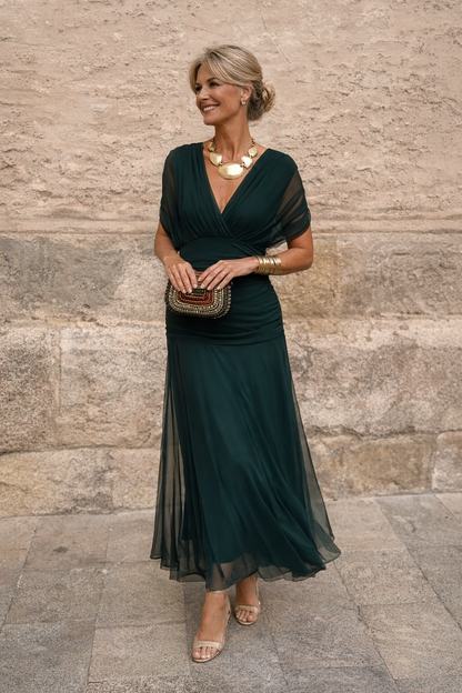Elegantes Maxikleid für Feste mit V-Ausschnitt 0