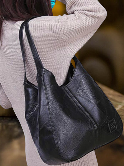 Elin | Schwarze Ledertasche Damen aus hochwertigem Leder mit geräumigem Innenraum und robustem Griff  | Schwarz 2