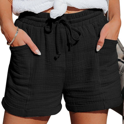 Elisabeth | Damen Leinen-Shorts Entspannt Kordelzug Seitentaschen 4