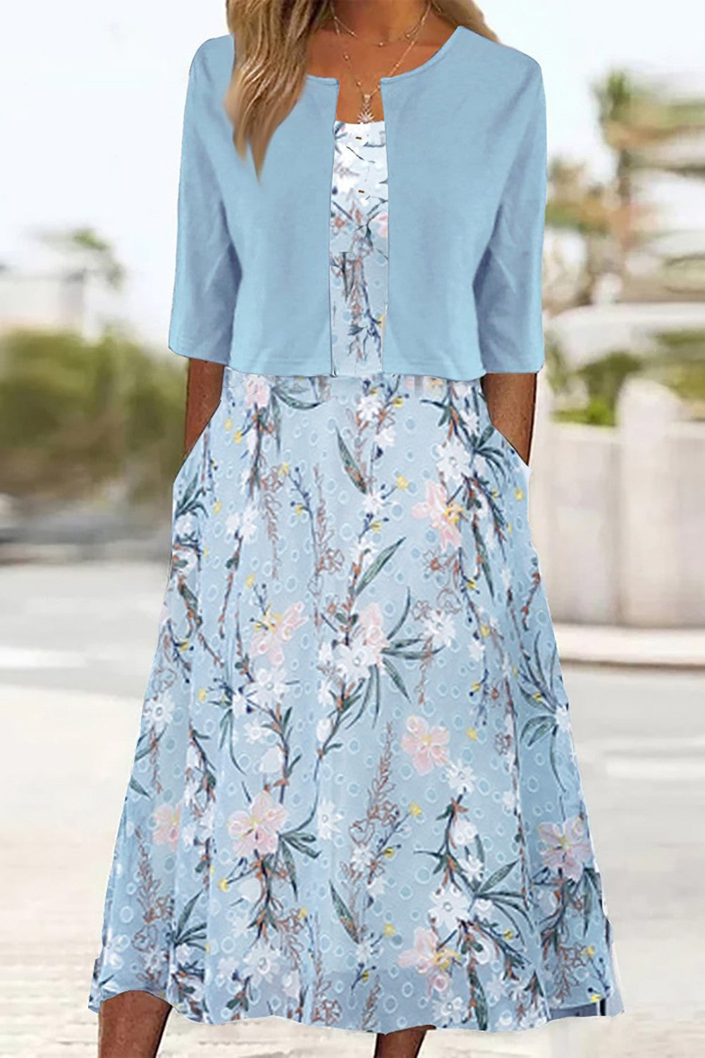 Elise™ - Blumen Zweiteiliges Midi-Kleid 0