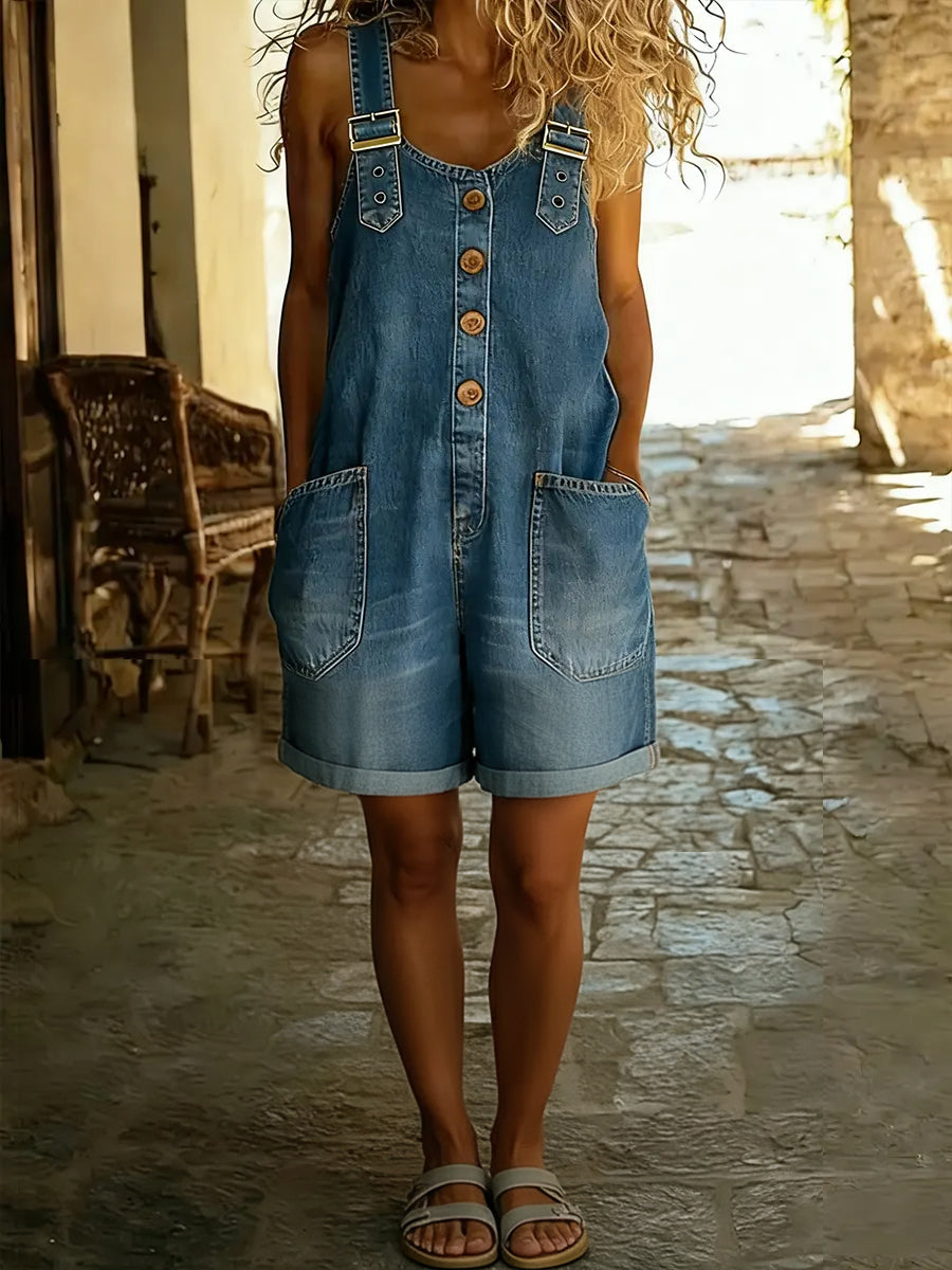 Entspanntes Shorts-Jumpsuit mit verstellbaren Trägern 0