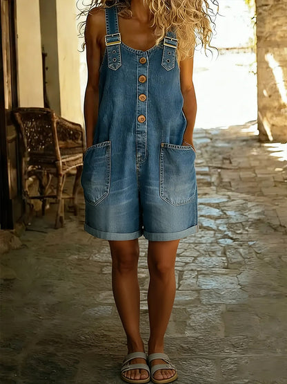 Entspanntes Shorts-Jumpsuit mit verstellbaren Trägern 0