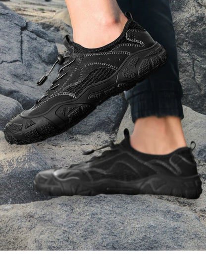 Ewald | Robuste Herren Sneaker mit atmungsaktivem Mesh-Obermaterial und flexibler Sohle für Outdoor-Aktivitäten | Schwarz 