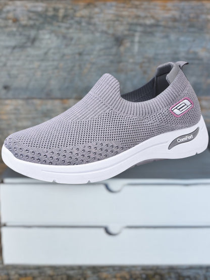 FAMKE | Orthopädische Sneaker Damen mit Kissenkomfort, Atmungsaktiv und Wetterfest für breite Füße | Grau
