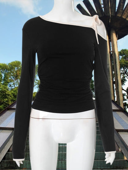 Fayola | Lässiges, asymmetrisches Damen-Top mit modischem Schnitt und charmanten Details | Schwarz 2