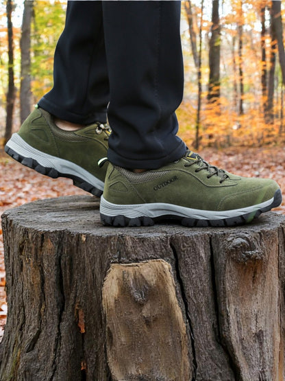 Fedde | Ergonomische Wanderschuhe für Damen und Herren aus robustem Leder mit breiter Zehenbox und rutschfester Sohle | Grün 2