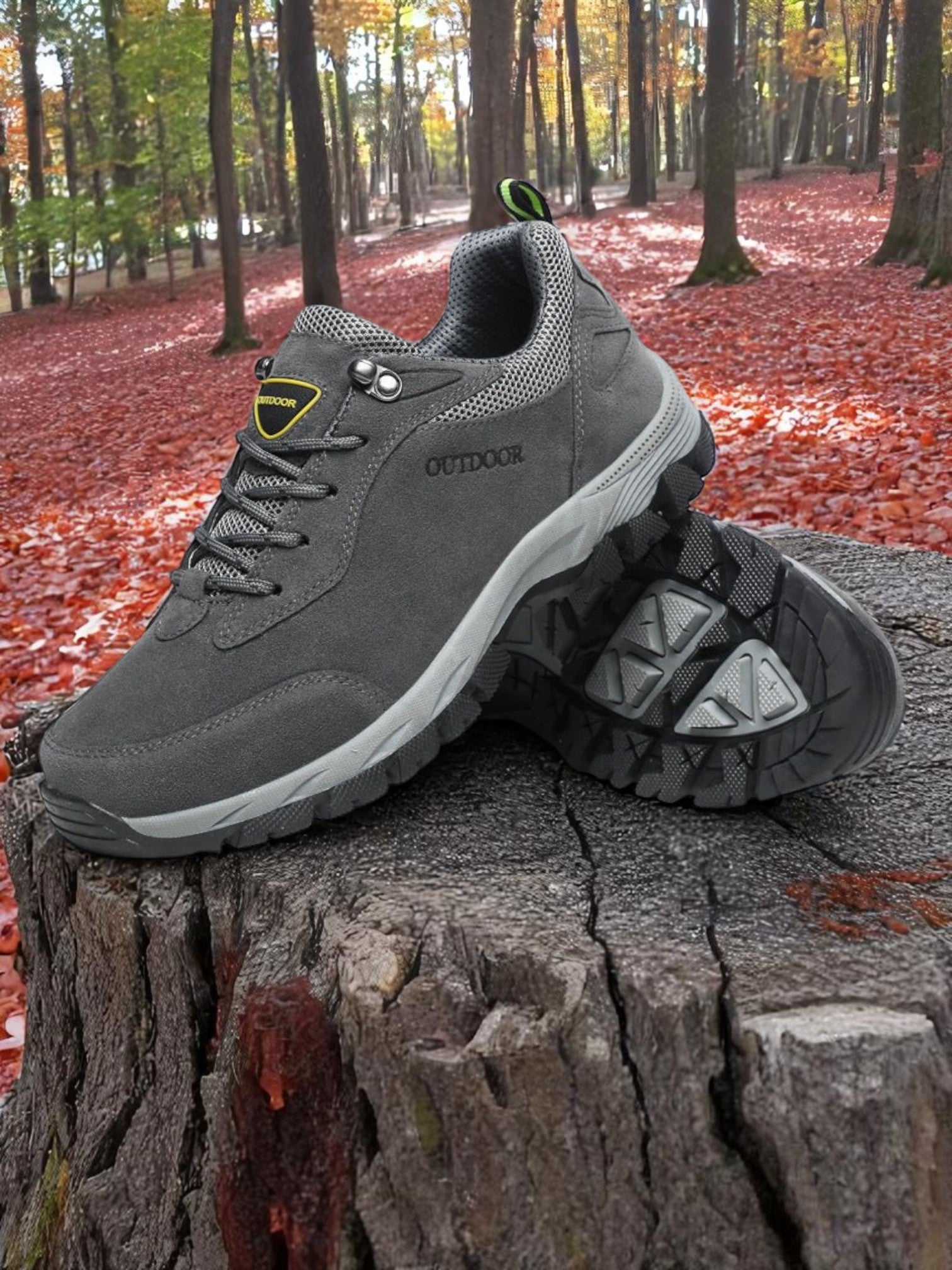 Fedde | Ergonomische Wanderschuhe für Damen und Herren aus robustem Leder mit breiter Zehenbox und rutschfester Sohle | Grau