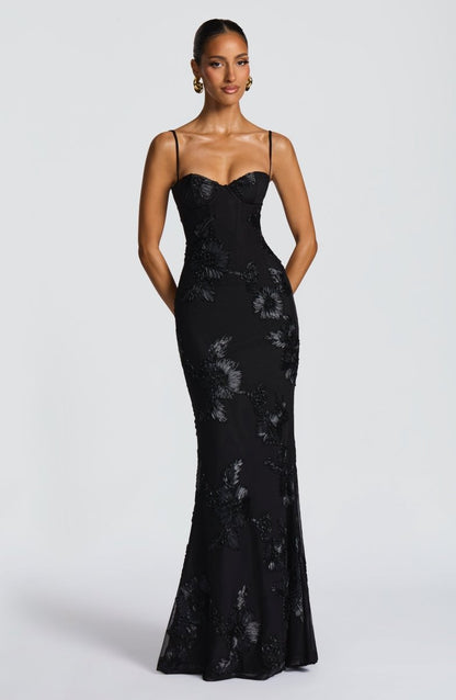Figurbetontes Maxi Kleid mit Spitze 0
