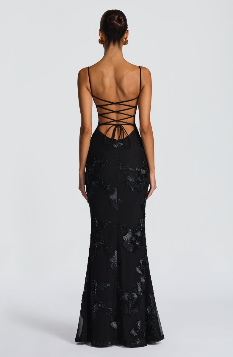 Figurbetontes Maxi Kleid mit Spitze 1
