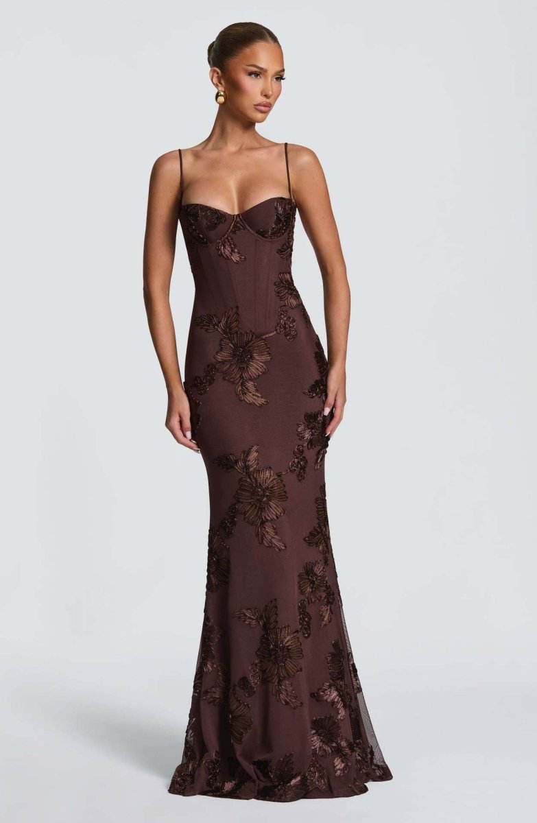 Figurbetontes Maxi Kleid mit Spitze 4
