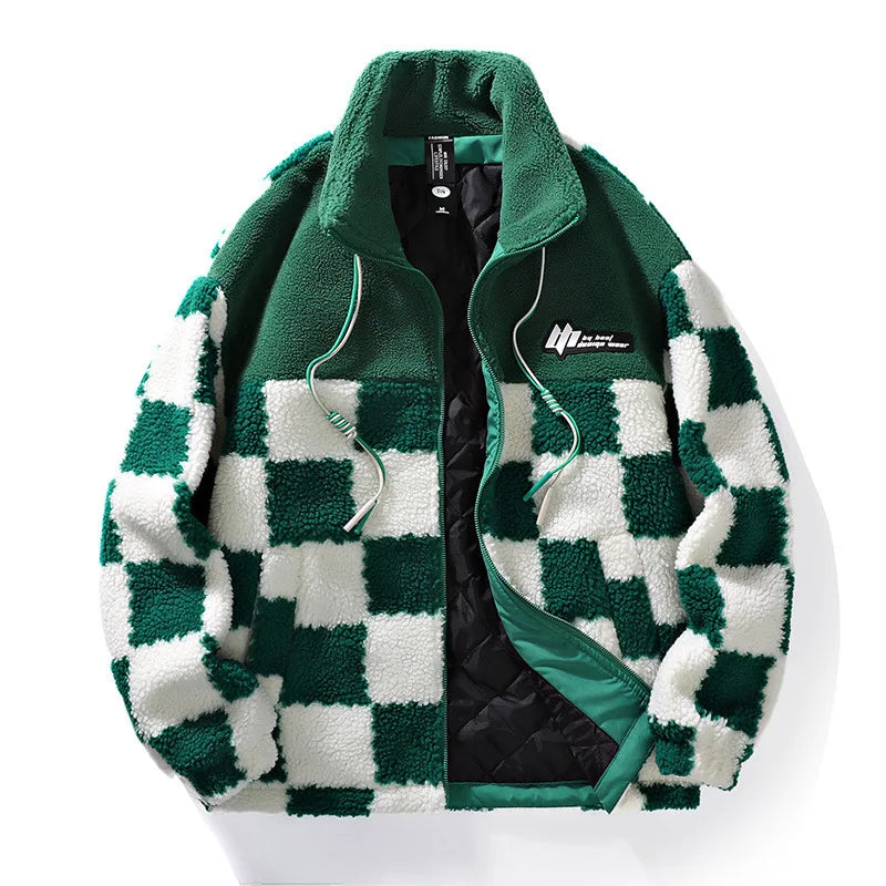 Winter Fleecejacke für Herren | Wasserabweisend, Schachbrett