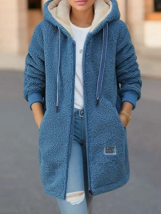 Fleecejacke für Damen | Kapuze, länger geschnitten 0