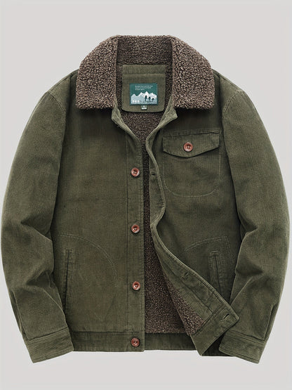 Fleecejacke für Herren, Knopfverschluss, winddicht | Winter 0