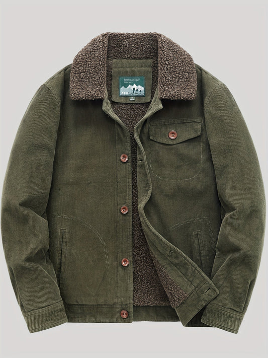 Fleecejacke für Herren, Knopfverschluss, winddicht | Winter 0