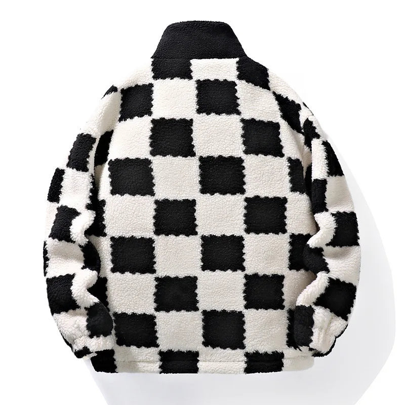 Fleecejacke für Herren | Schachbrettmuster | Winter 2